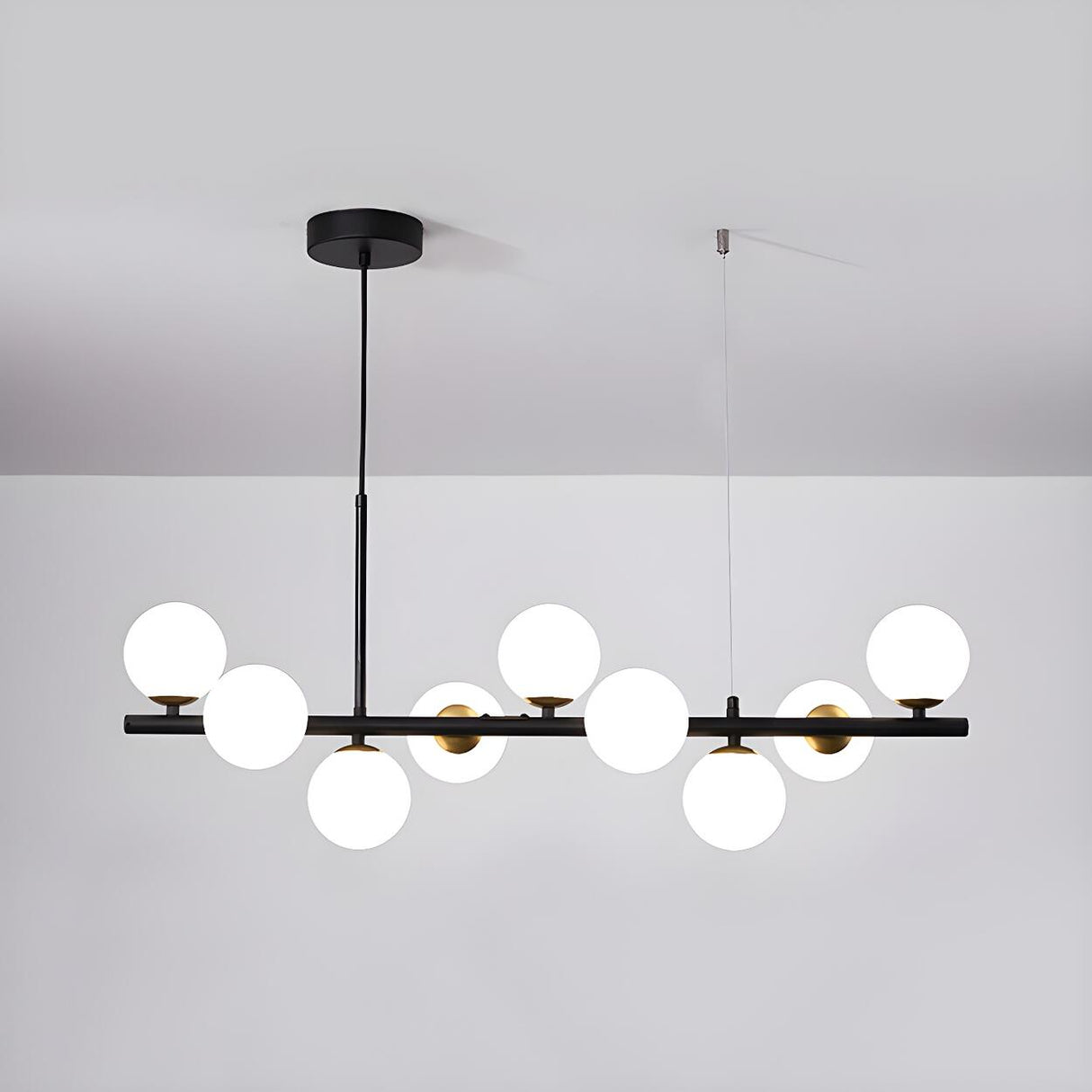 Modern Glass Ball Island Dining Room Linear Pendant Light Image - 23