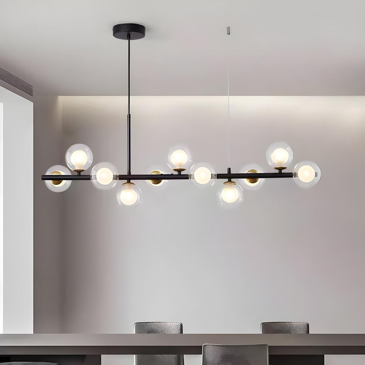 Modern Glass Ball Island Dining Room Linear Pendant Light Image - 25