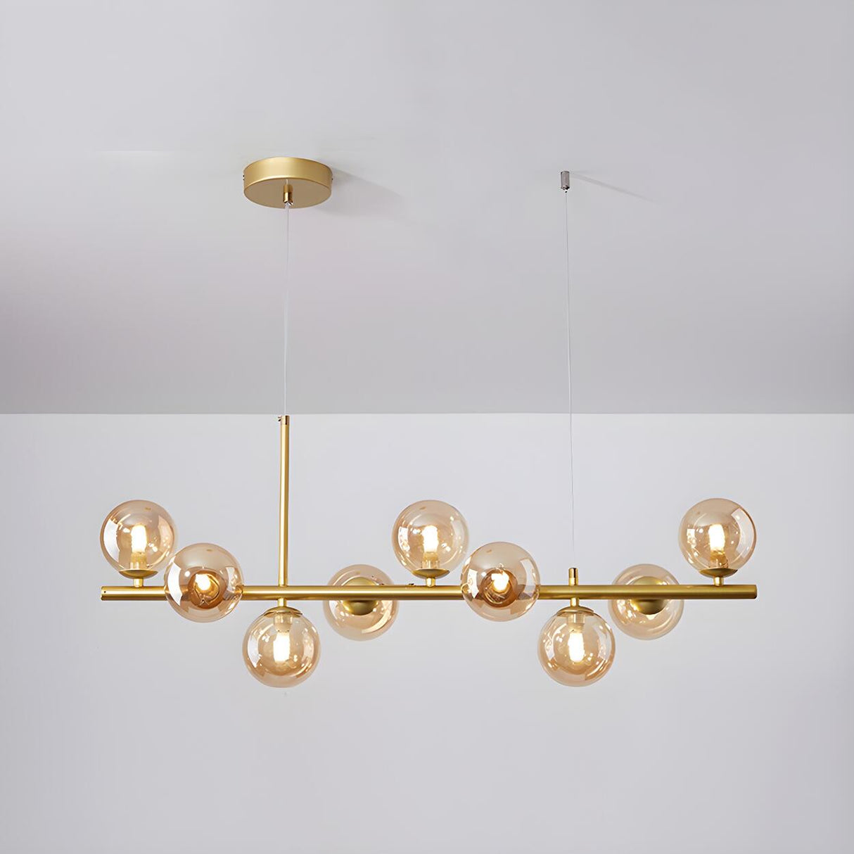 Modern Glass Ball Island Dining Room Linear Pendant Light Image - 27