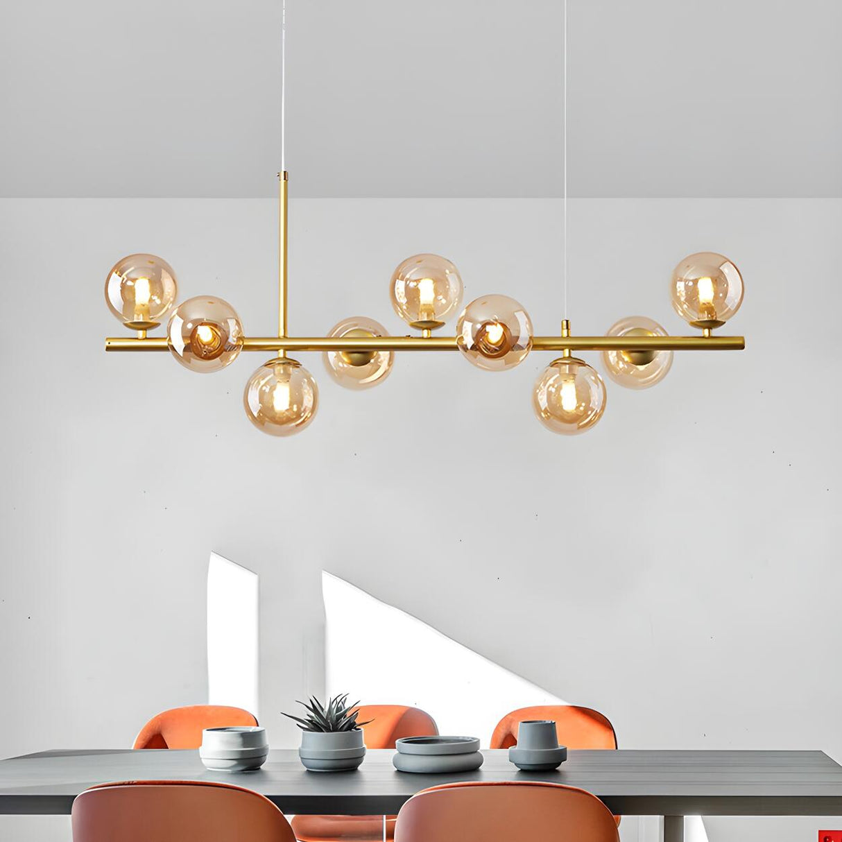 Modern Glass Ball Island Dining Room Linear Pendant Light Image - 29