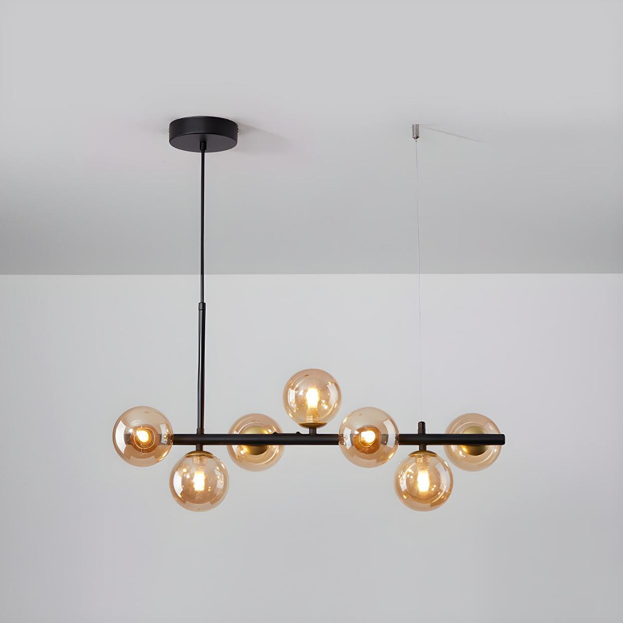 Modern Glass Ball Island Dining Room Linear Pendant Light Image - 3