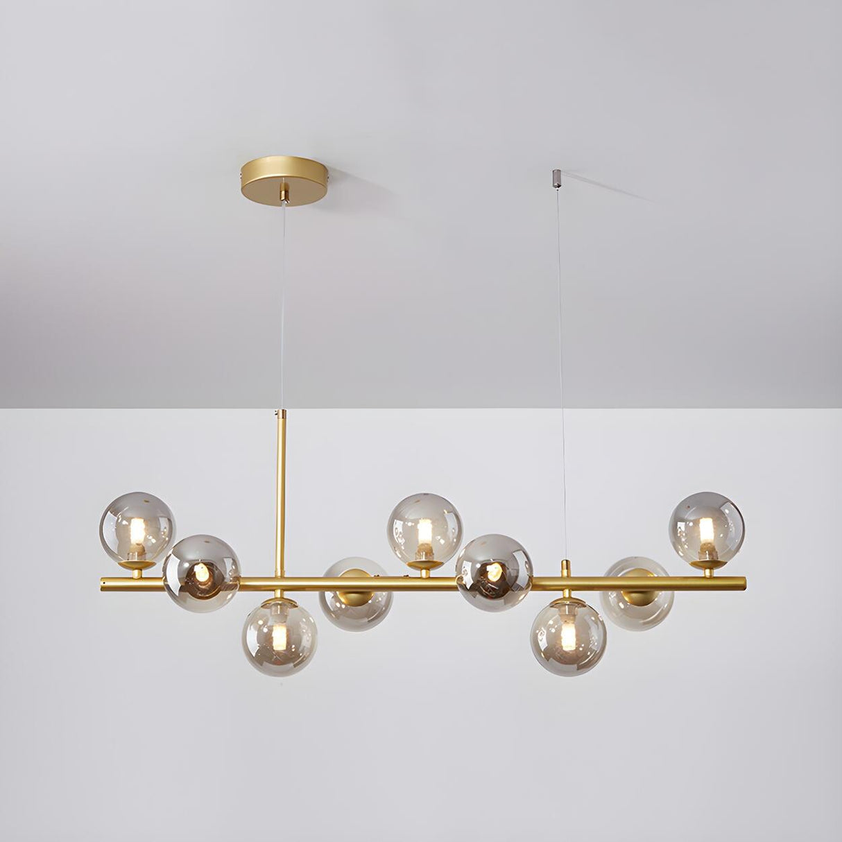 Modern Glass Ball Island Dining Room Linear Pendant Light Image - 30