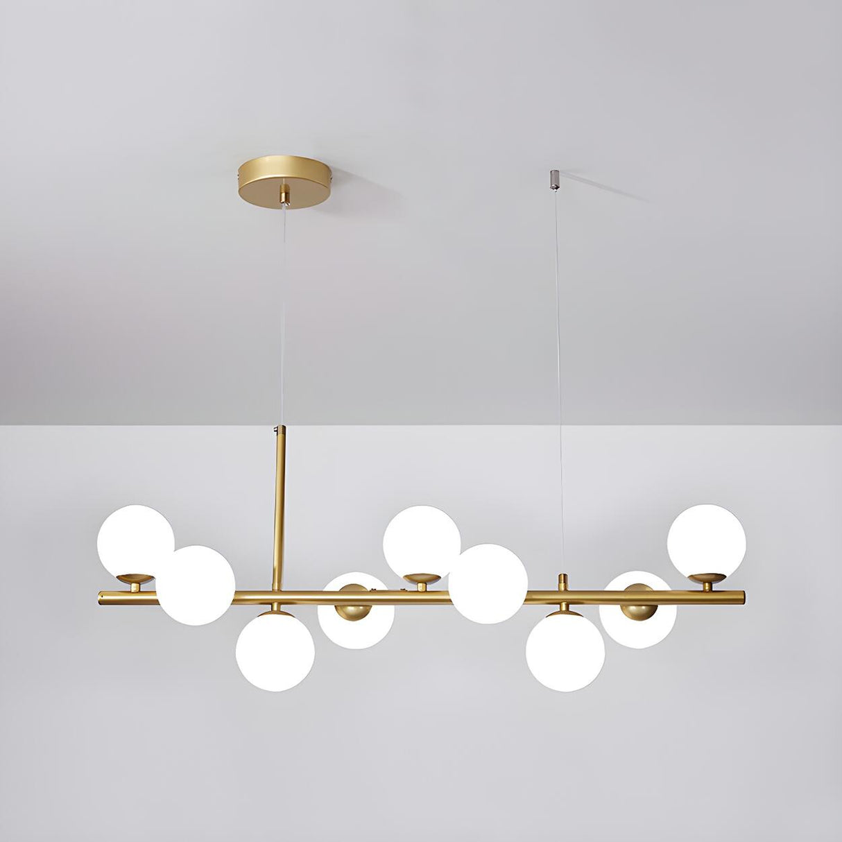 Modern Glass Ball Island Dining Room Linear Pendant Light Image - 31