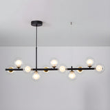 Modern Glass Ball Island Dining Room Linear Pendant Light Image - 32