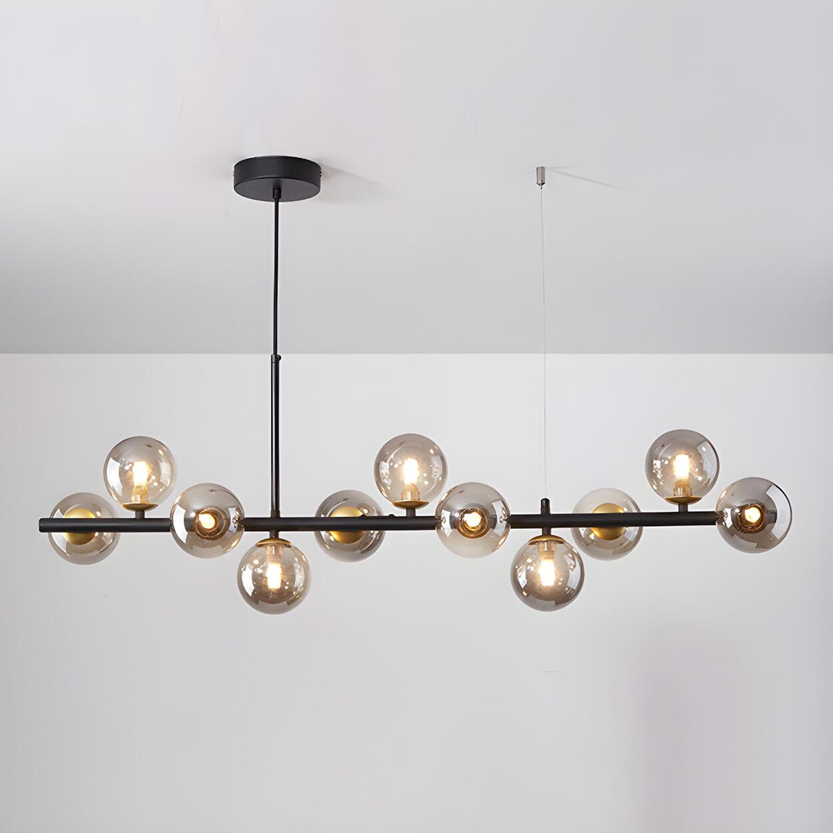 Modern Glass Ball Island Dining Room Linear Pendant Light Image - 34