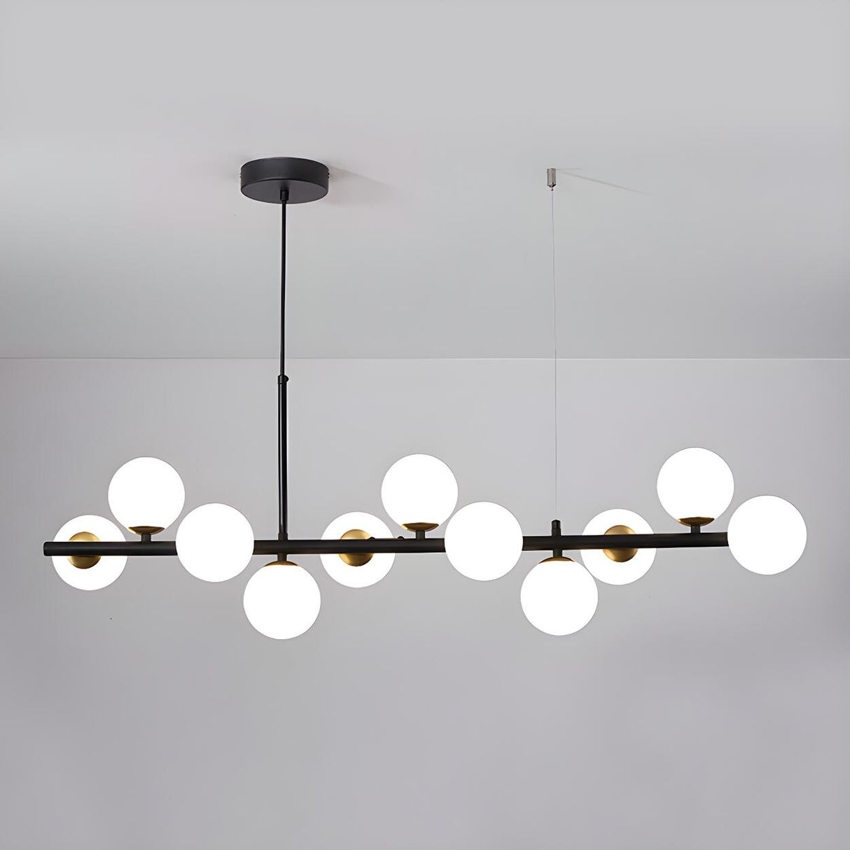 Modern Glass Ball Island Dining Room Linear Pendant Light Image - 35