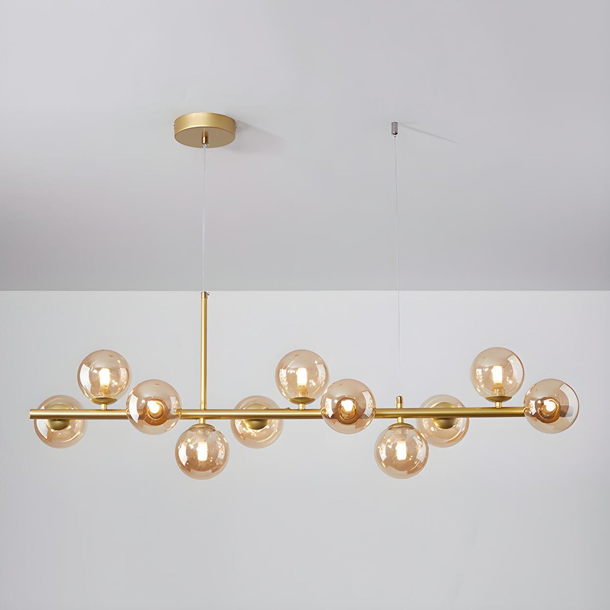 Modern Glass Ball Island Dining Room Linear Pendant Light Image - 37