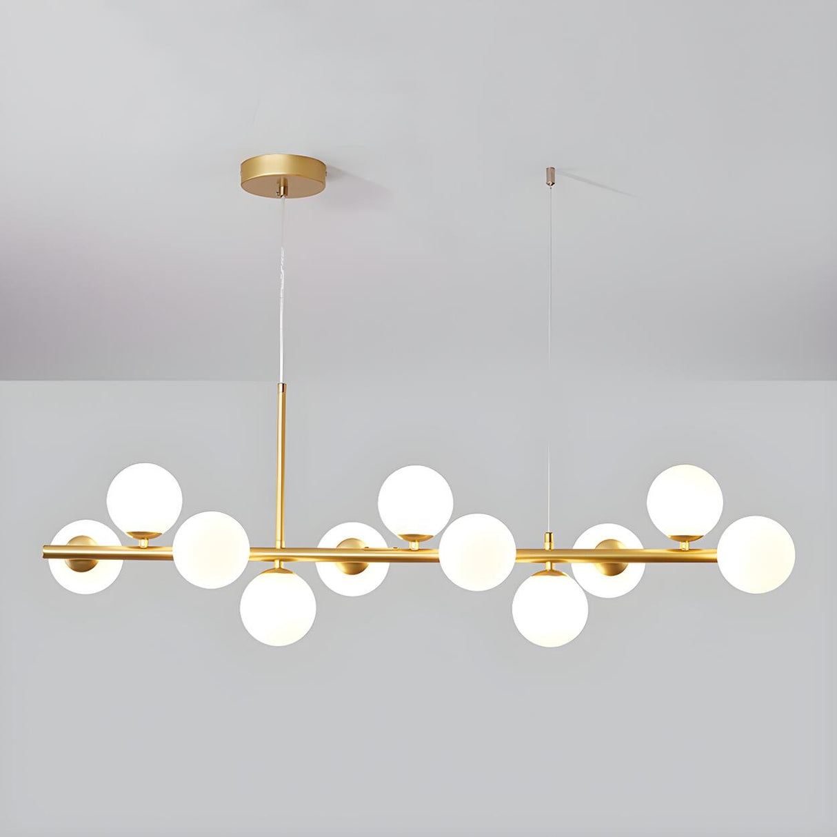 Modern Glass Ball Island Dining Room Linear Pendant Light Image - 39