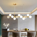 Modern Glass Ball Island Dining Room Linear Pendant Light Image - 4