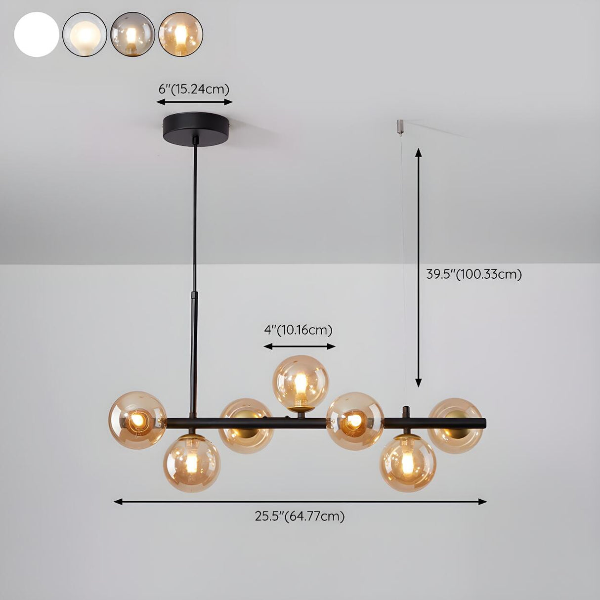 Modern Glass Ball Island Dining Room Linear Pendant Light 