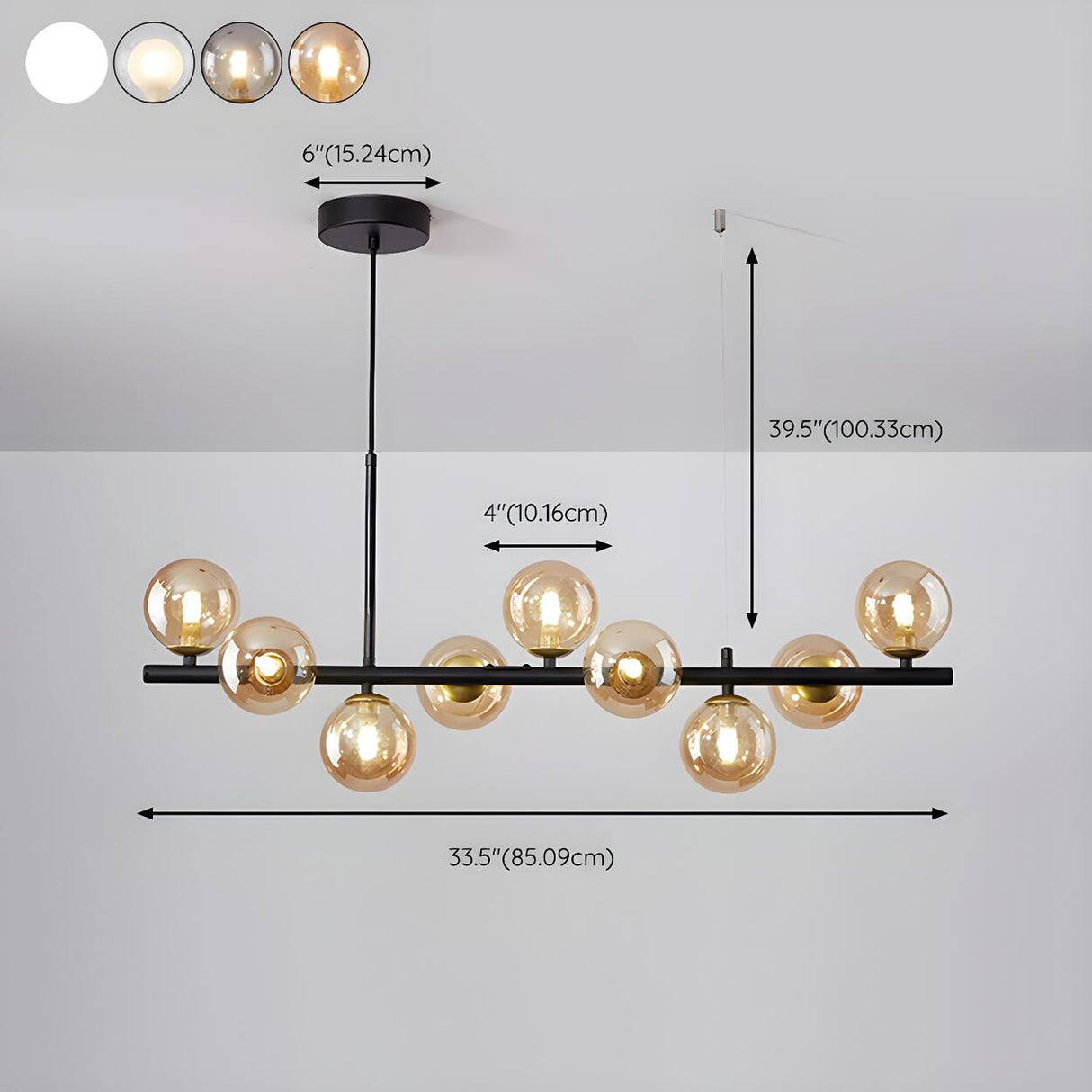 Modern Glass Ball Island Dining Room Linear Pendant Light Image - 41