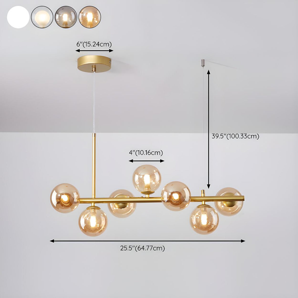 Modern Glass Ball Island Dining Room Linear Pendant Light Image - 43