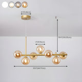 Modern Glass Ball Island Dining Room Linear Pendant Light Image - 43