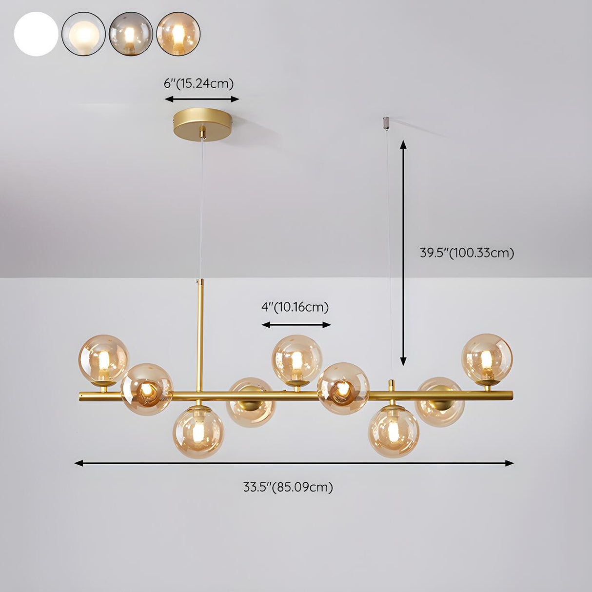 Modern Glass Ball Island Dining Room Linear Pendant Light Image - 44