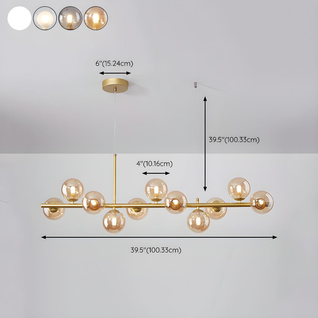 Modern Glass Ball Island Dining Room Linear Pendant Light Image - 45