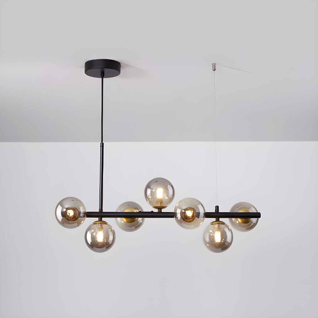 Modern Glass Ball Island Dining Room Linear Pendant Light Image - 5