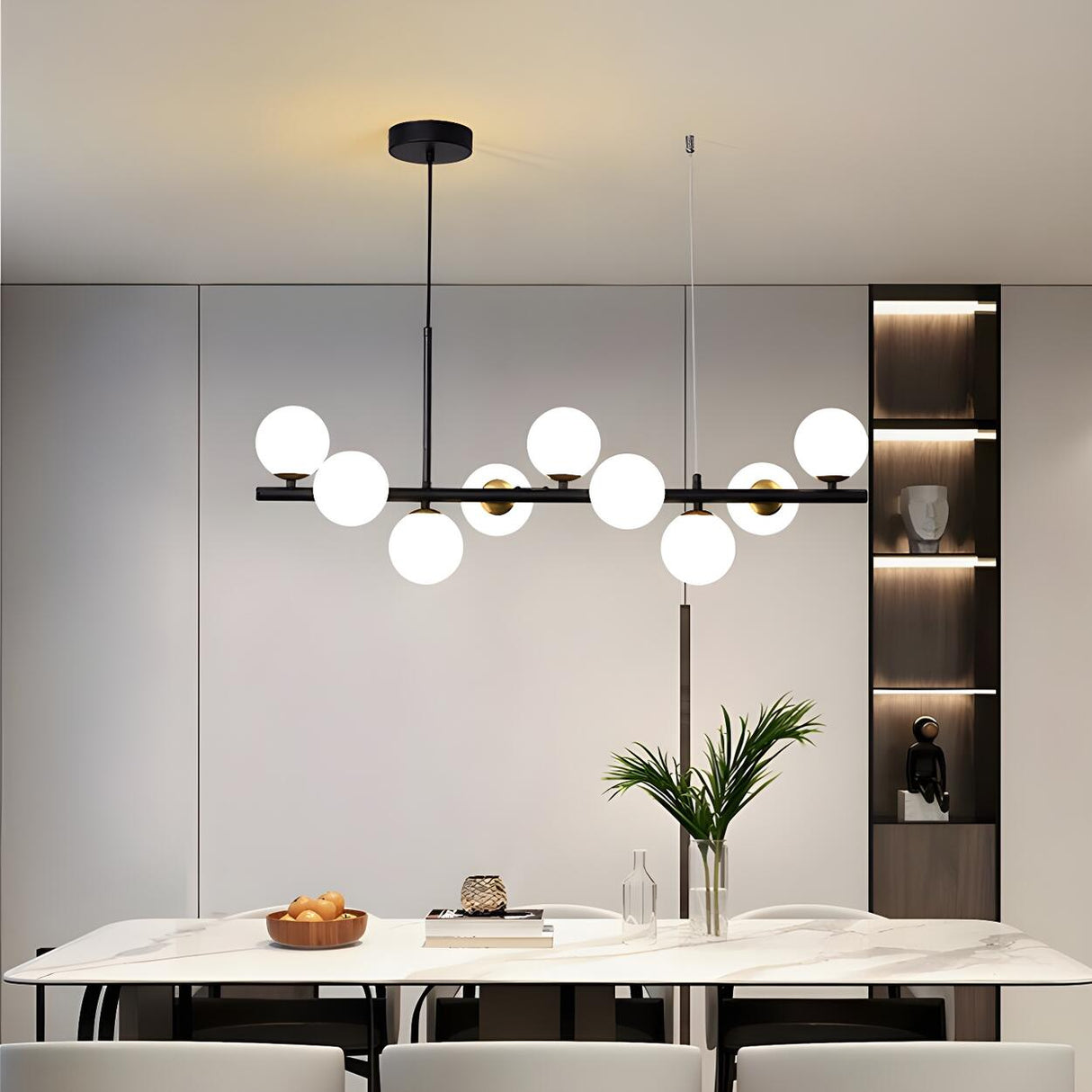 Modern Glass Ball Island Dining Room Linear Pendant Light Image - 6