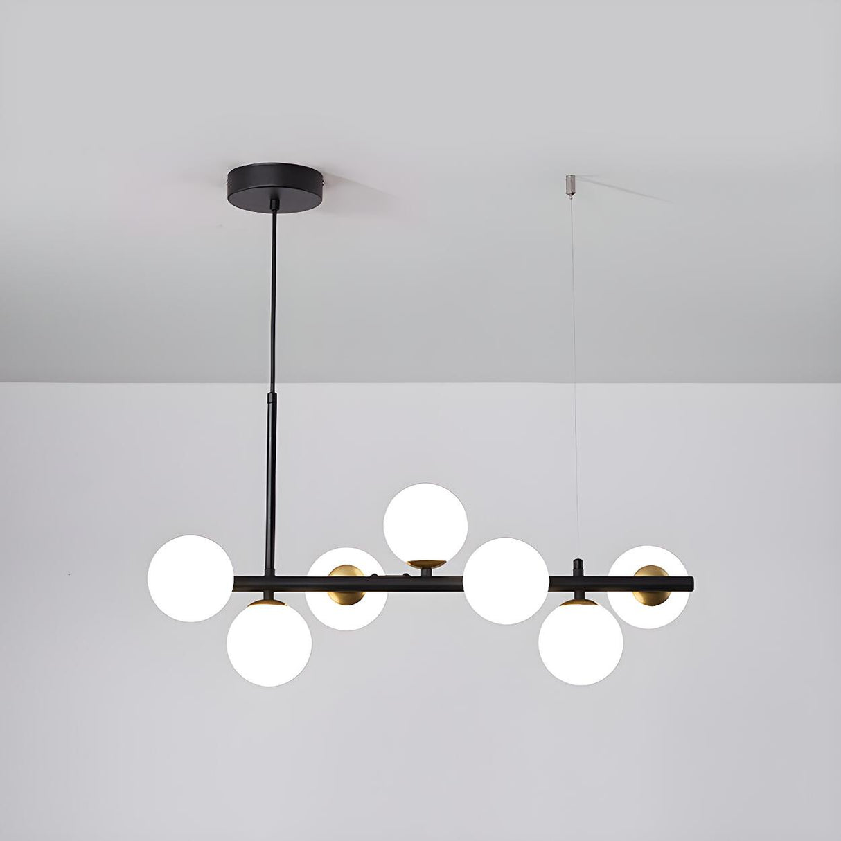 Modern Glass Ball Island Dining Room Linear Pendant Light Image - 8