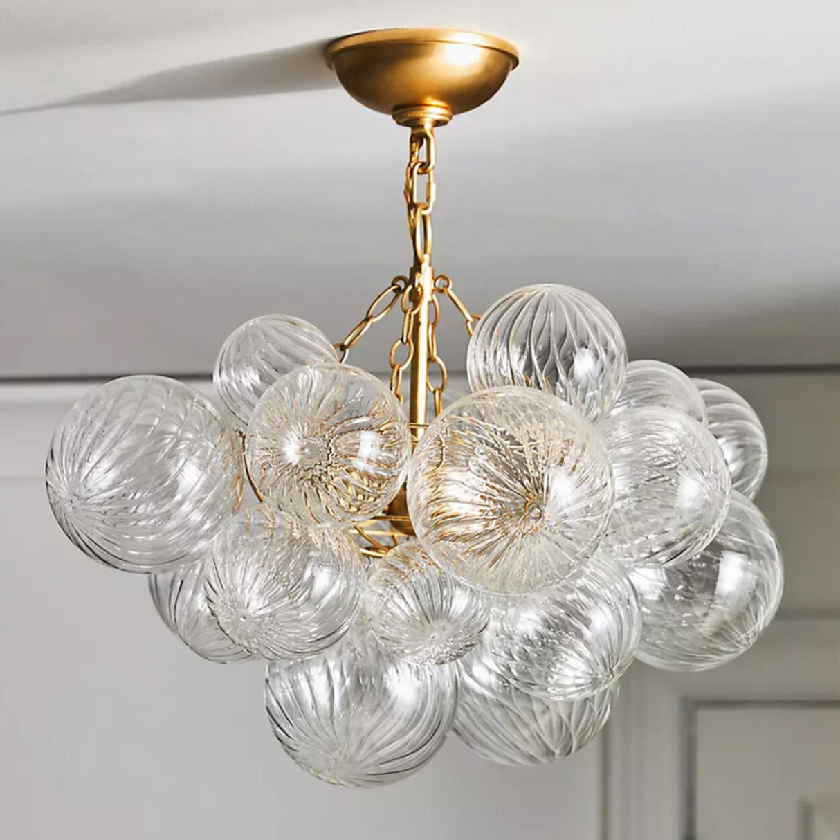 Modern Glass Bubble Chandelier Adjustable Height Image - 4