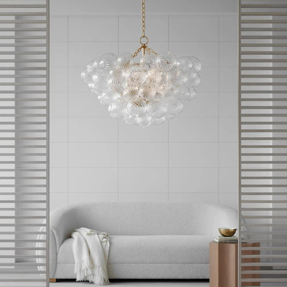 Modern Glass Bubble Chandelier Adjustable Height Image - 8