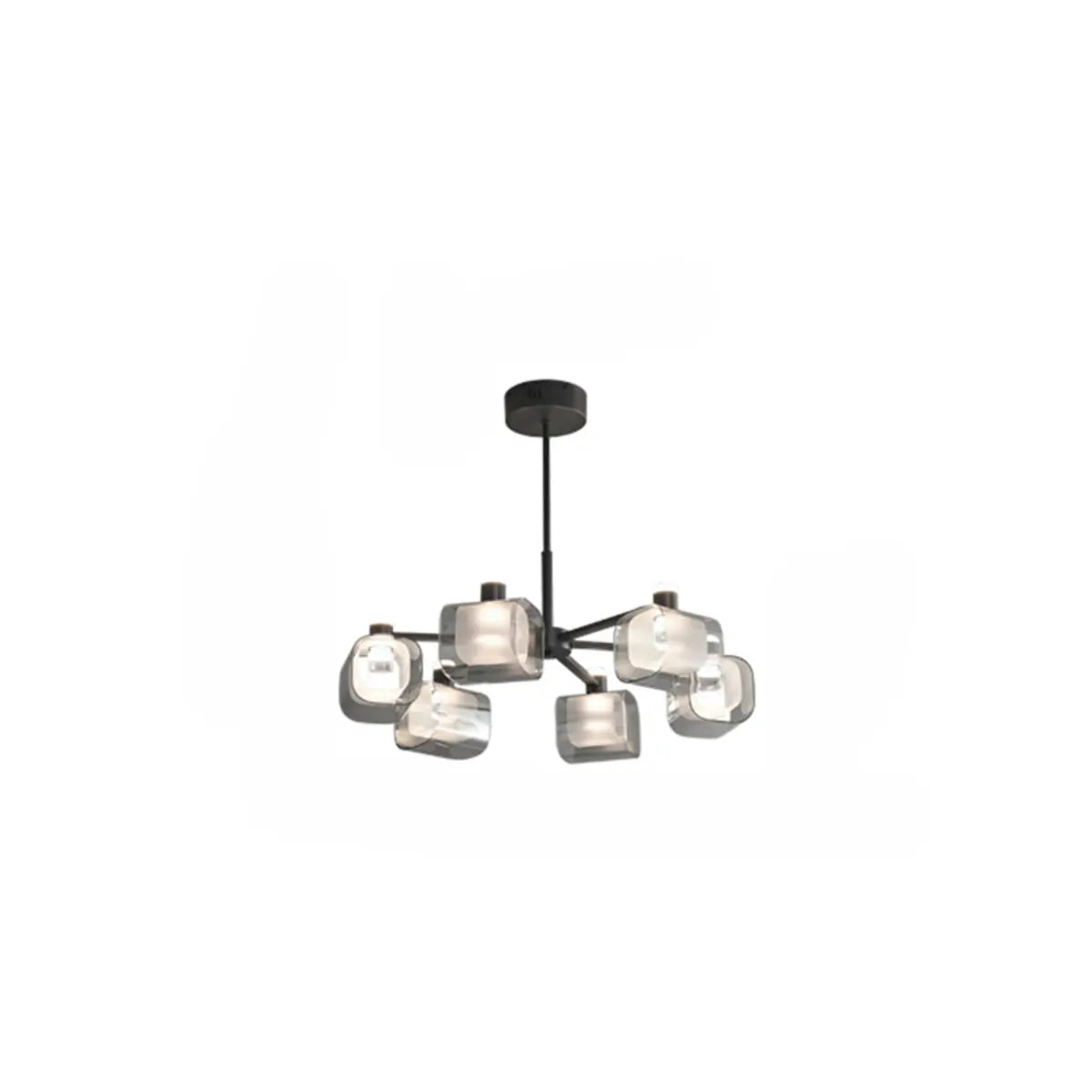 Modern Glass Chandelier Ceiling Light, Black, 10 Bulbs