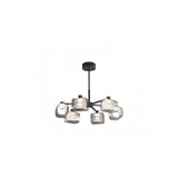 Modern Glass Chandelier Ceiling Light, Black, 10 Bulbs