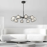 Modern Glass Chandelier Ceiling Light, Black, 10 Bulbs