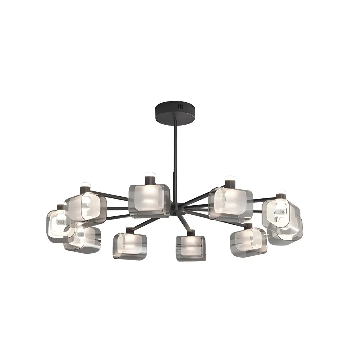 Modern Glass Chandelier Ceiling Light, Black, 10 Bulbs