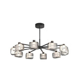 Modern Glass Chandelier Ceiling Light, Black, 10 Bulbs