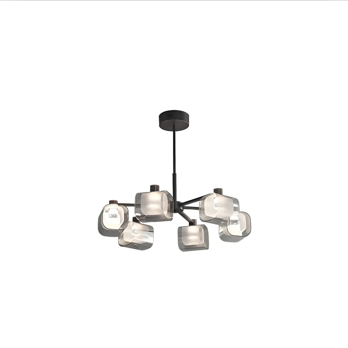 Modern Glass Chandelier Ceiling Light, Black, 10 Bulbs