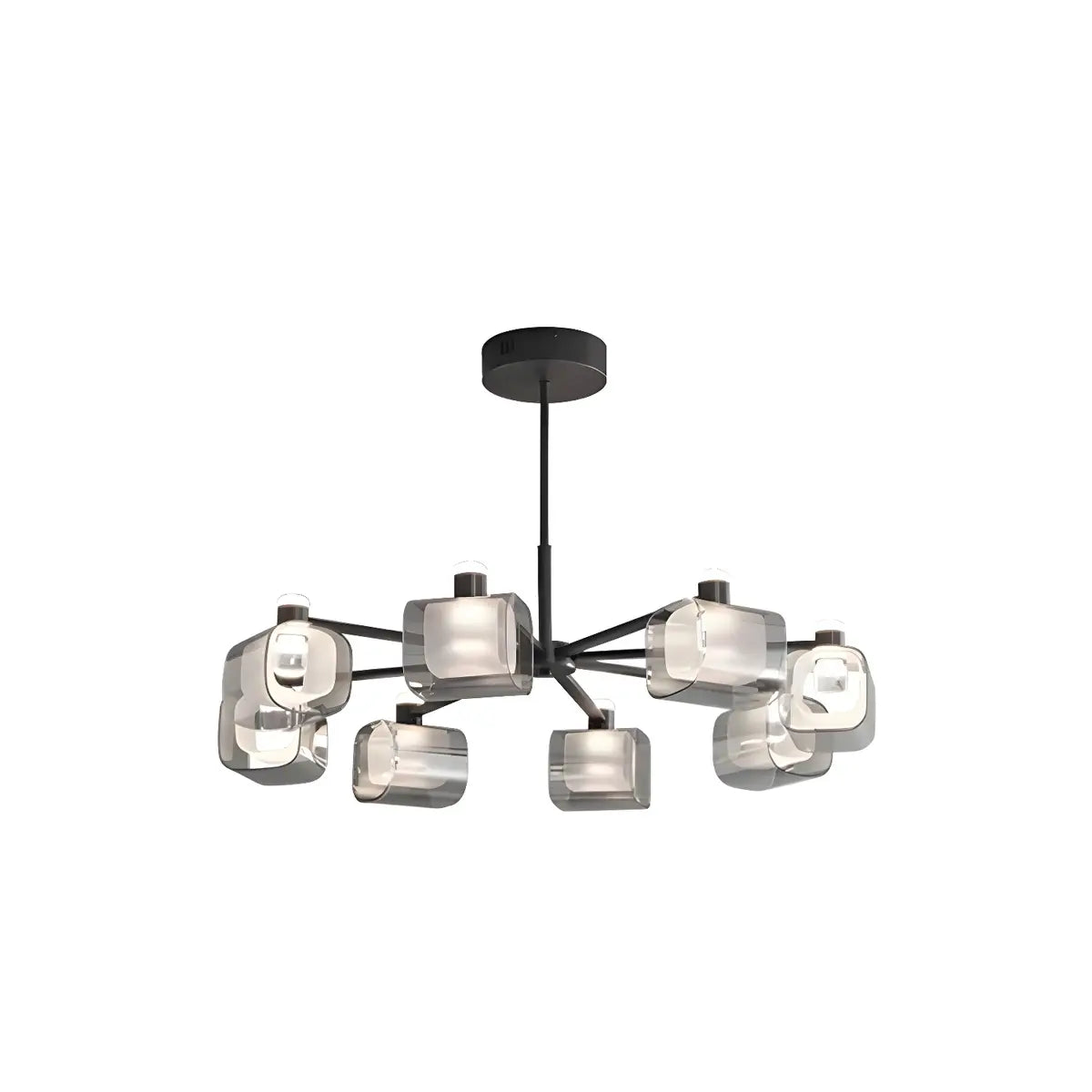 Modern Glass Chandelier Ceiling Light, Black, 10 Bulbs