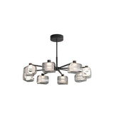 Modern Glass Chandelier Ceiling Light, Black, 10 Bulbs