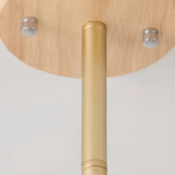 Minimalist Curved Pole White Glass Wood Chandelier Image - 9