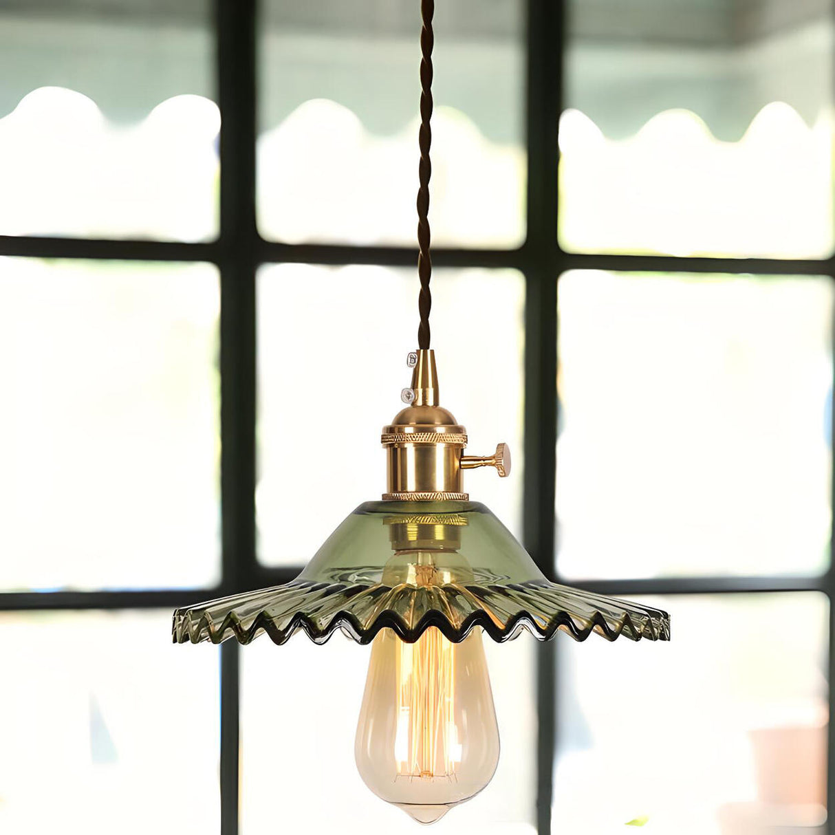 Modern Glass Chic Gold Geometric Pendant Light Image - 4