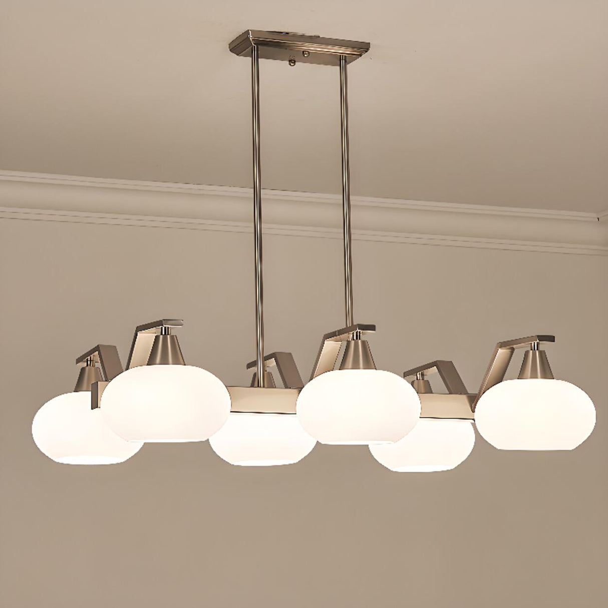 Modern Glass Cylinder Kitchen Island Pendant Light Image - 14