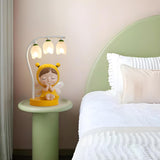 Modern Glass Flower Shades Adorable Angel Table Lamp Image - 12