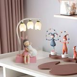 Modern Glass Flower Shades Adorable Angel Table Lamp Image - 13