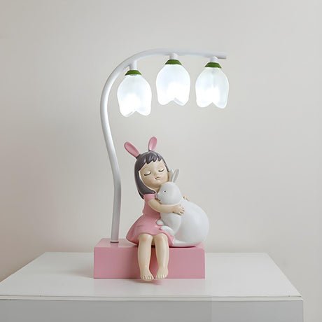 Modern Glass Flower Shades Adorable Angel Table Lamp Image - 2