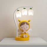 Modern Glass Flower Shades Adorable Angel Table Lamp Image - 3