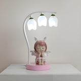 Modern Glass Flower Shades Adorable Angel Table Lamp Image - 5