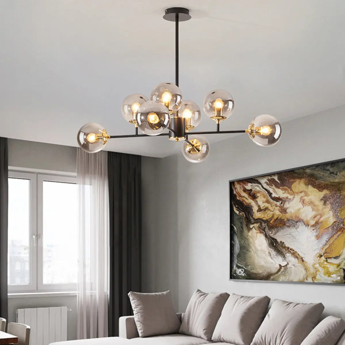 8-Light Modern Sputnik Glass Globe Chandelier Image - 1