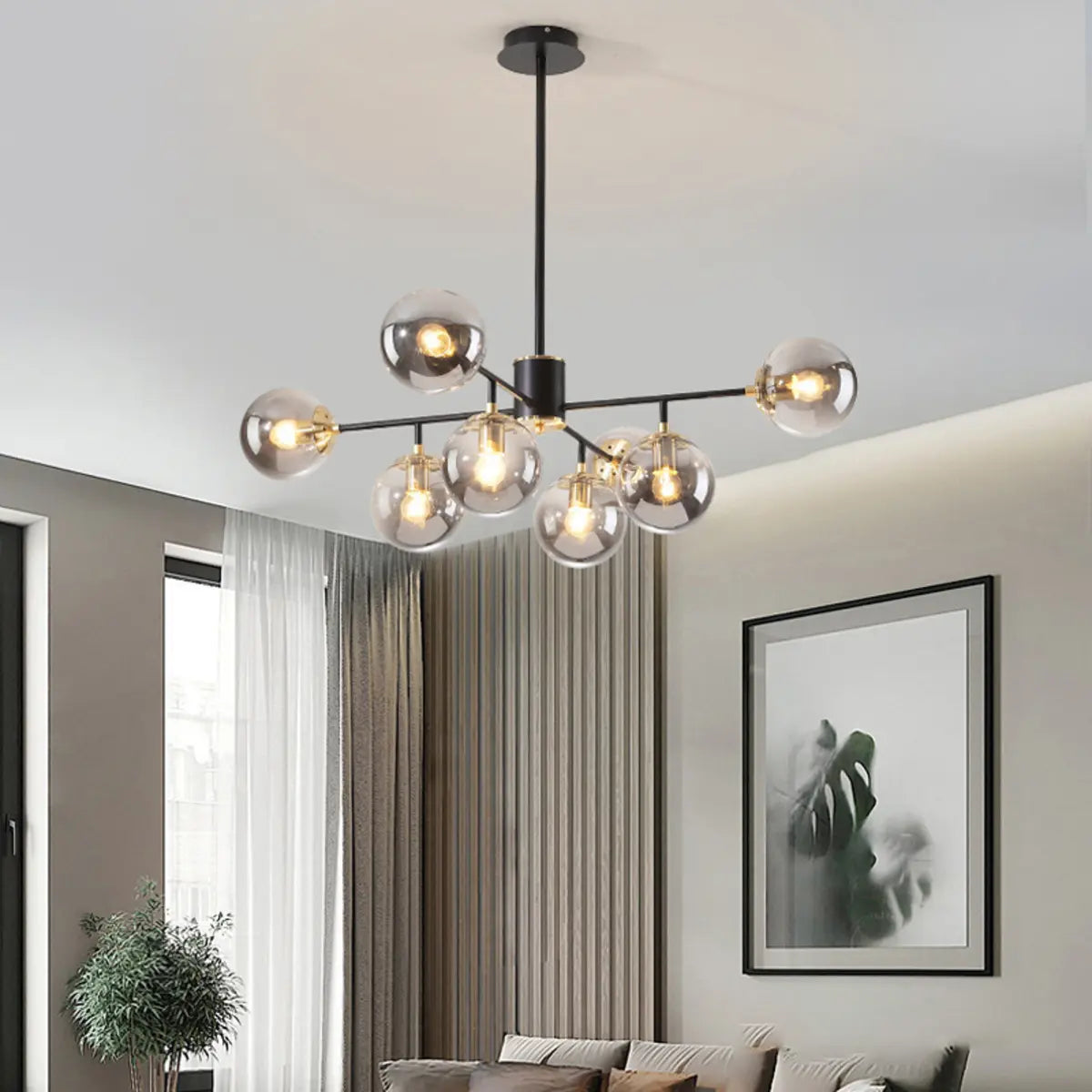 8-Light Modern Sputnik Glass Globe Chandelier Image - 3