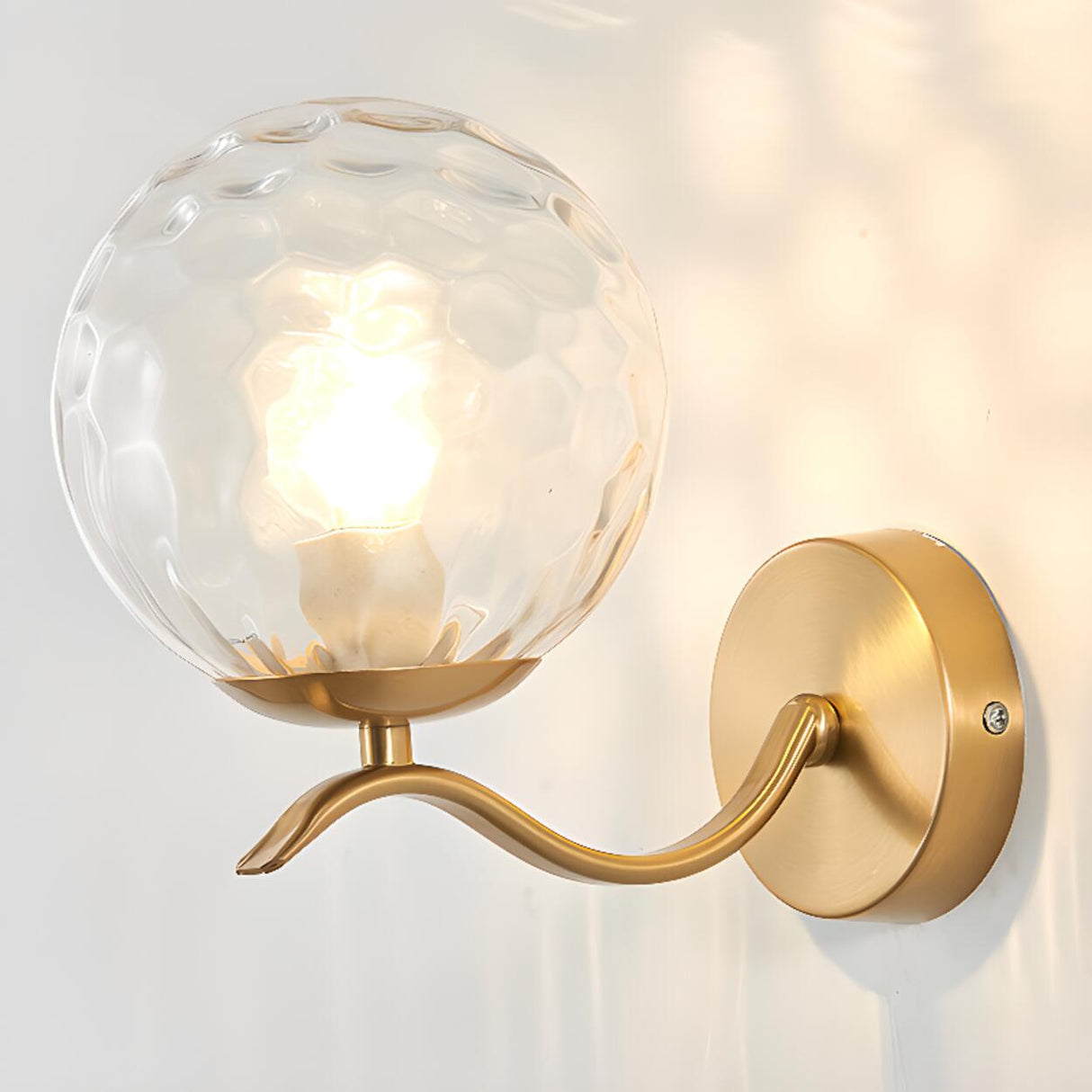 Modern Glass Globe Gold Metal Vanity Sconce Light Image - 14