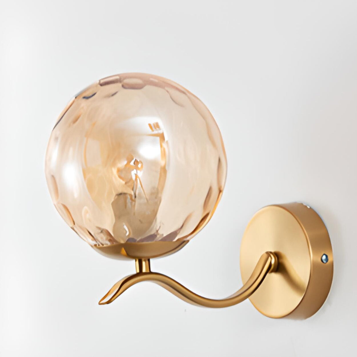 Modern Glass Globe Gold Metal Vanity Sconce Light Image - 18