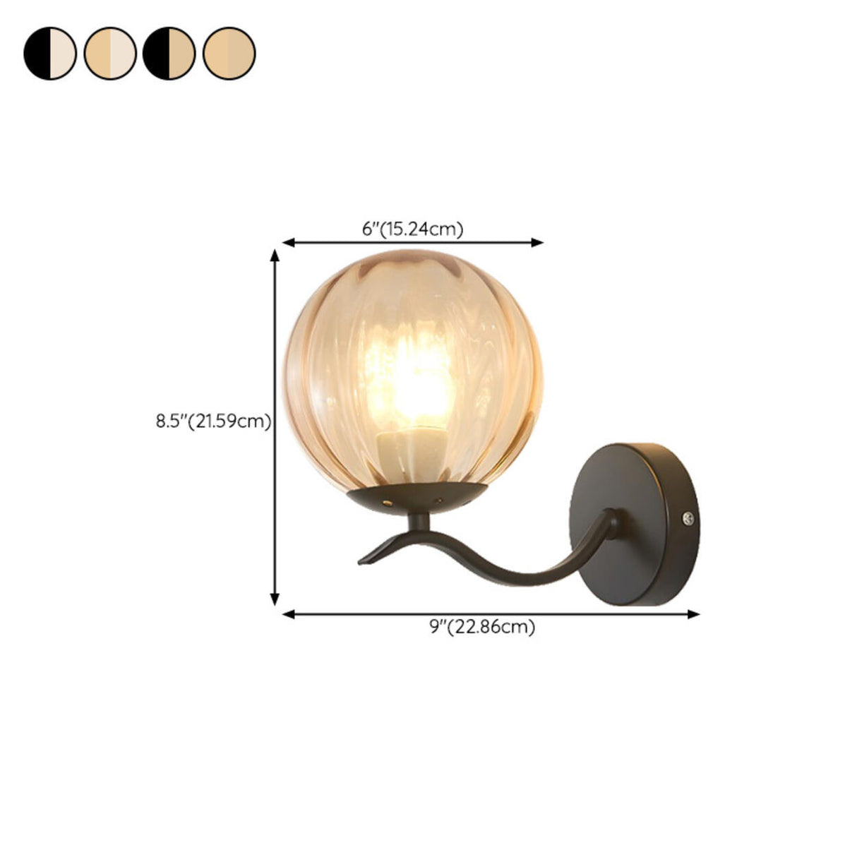 Modern Glass Globe Gold Metal Vanity Sconce Light Image - 28