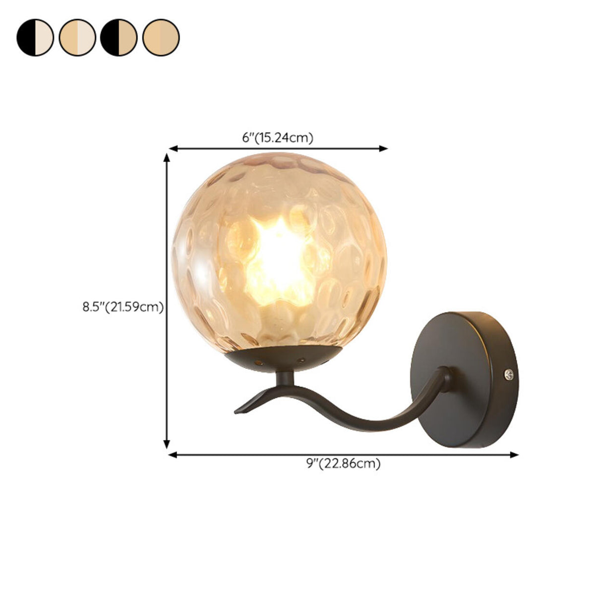 Modern Glass Globe Gold Metal Vanity Sconce Light Image - 29