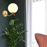 Modern Glass Globe Gold Metal Vanity Sconce Light Image - 3