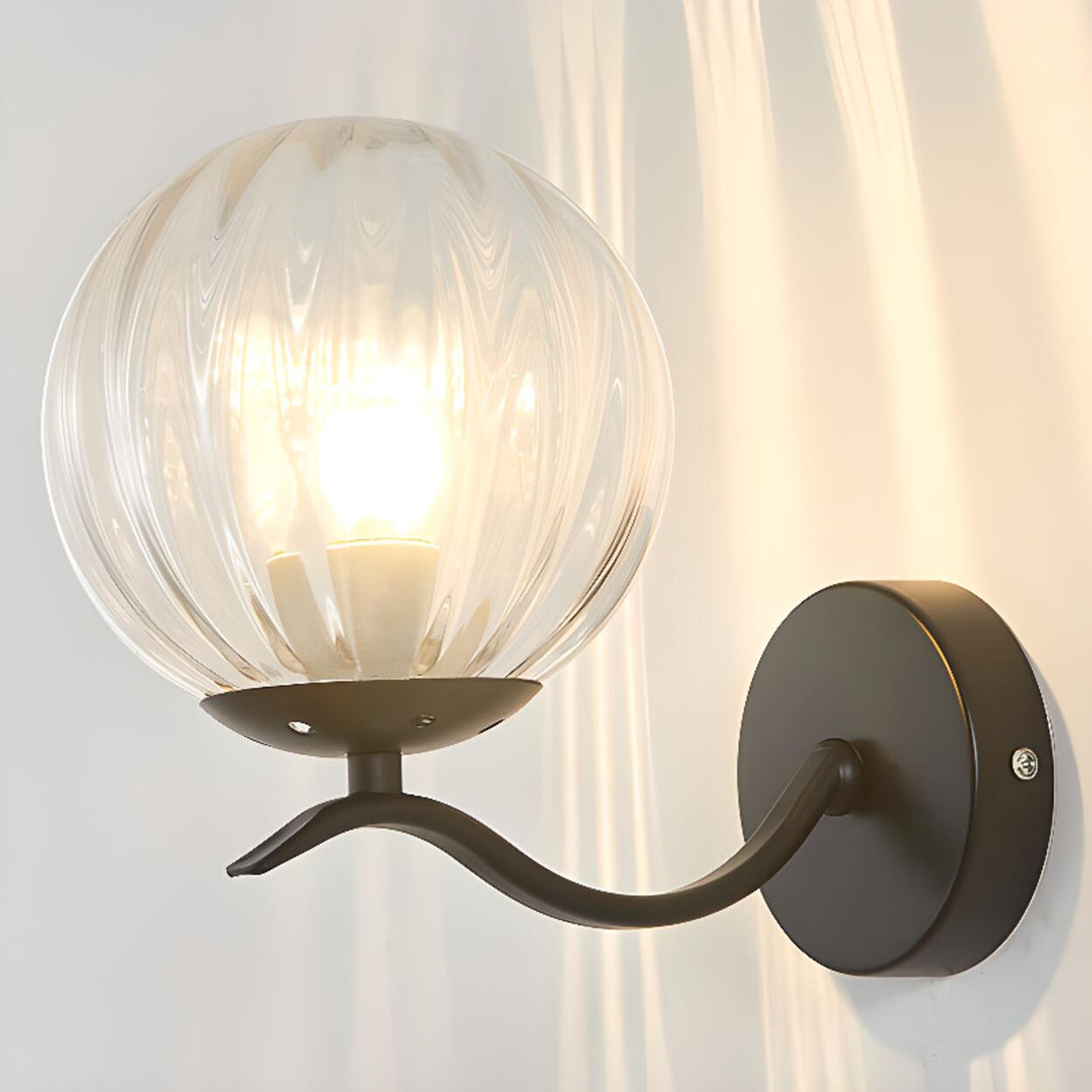 Modern Glass Globe Gold Metal Vanity Sconce Light Image - 7