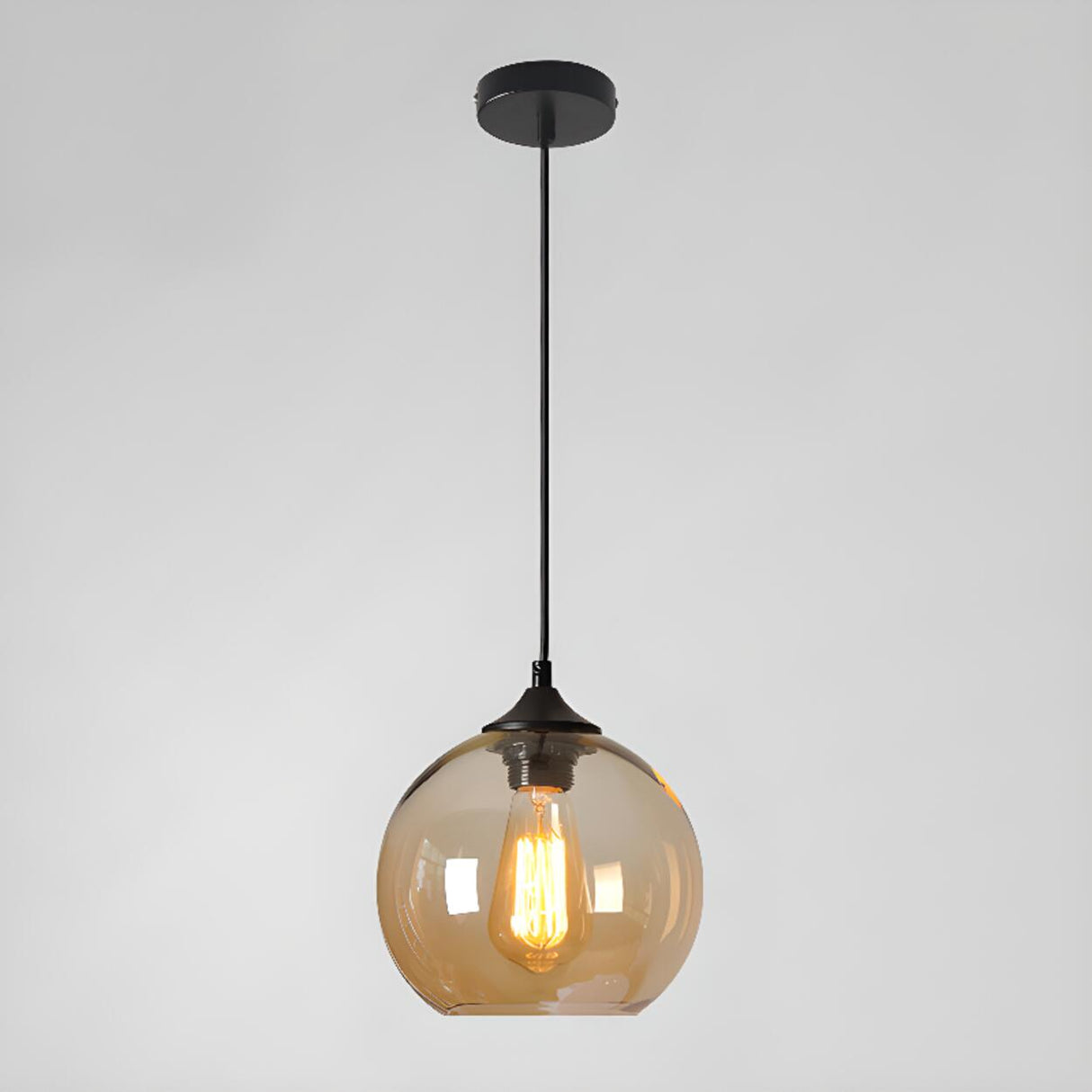 Modern Glass Globe Pendant Light Adjustable Height Image - 16