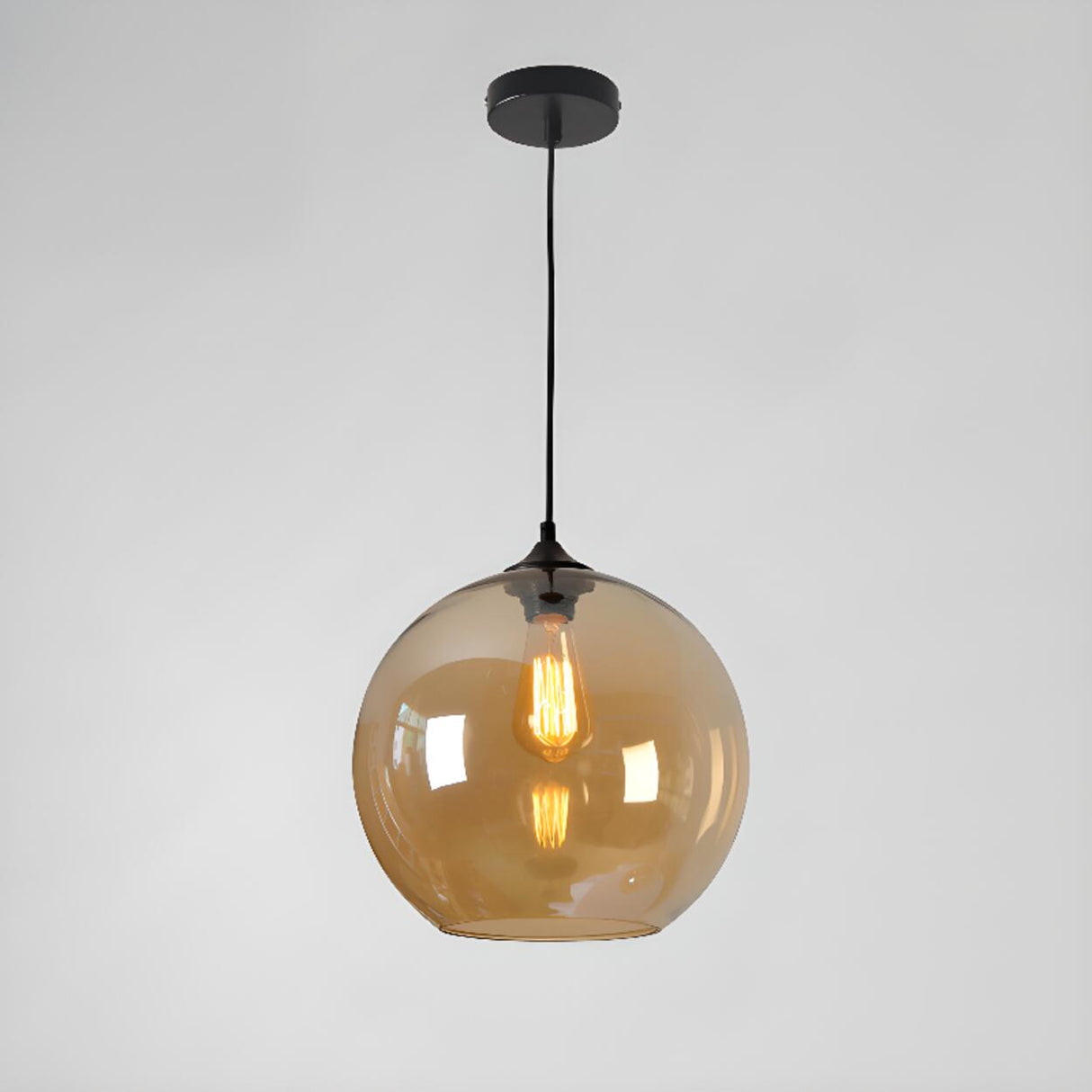 Modern Glass Globe Pendant Light Adjustable Height Image - 17